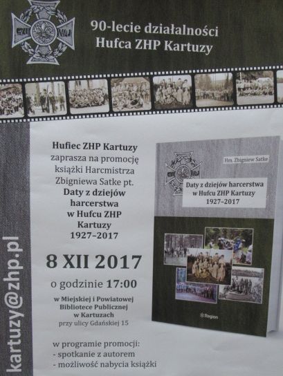 Promocja książki Z. Satke pt.: Daty z dziejów harcerstwa w Hufcu ZHP Kartuzy 1927-2017